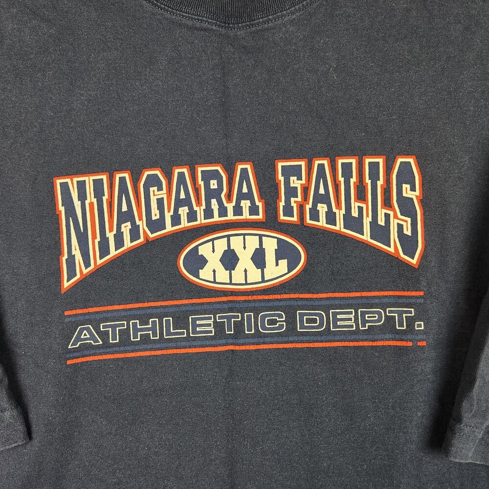 Vintage Niagara Falls Shirt Mens 3XL Navy Blue Athletic Dept Graphic Logo Canada